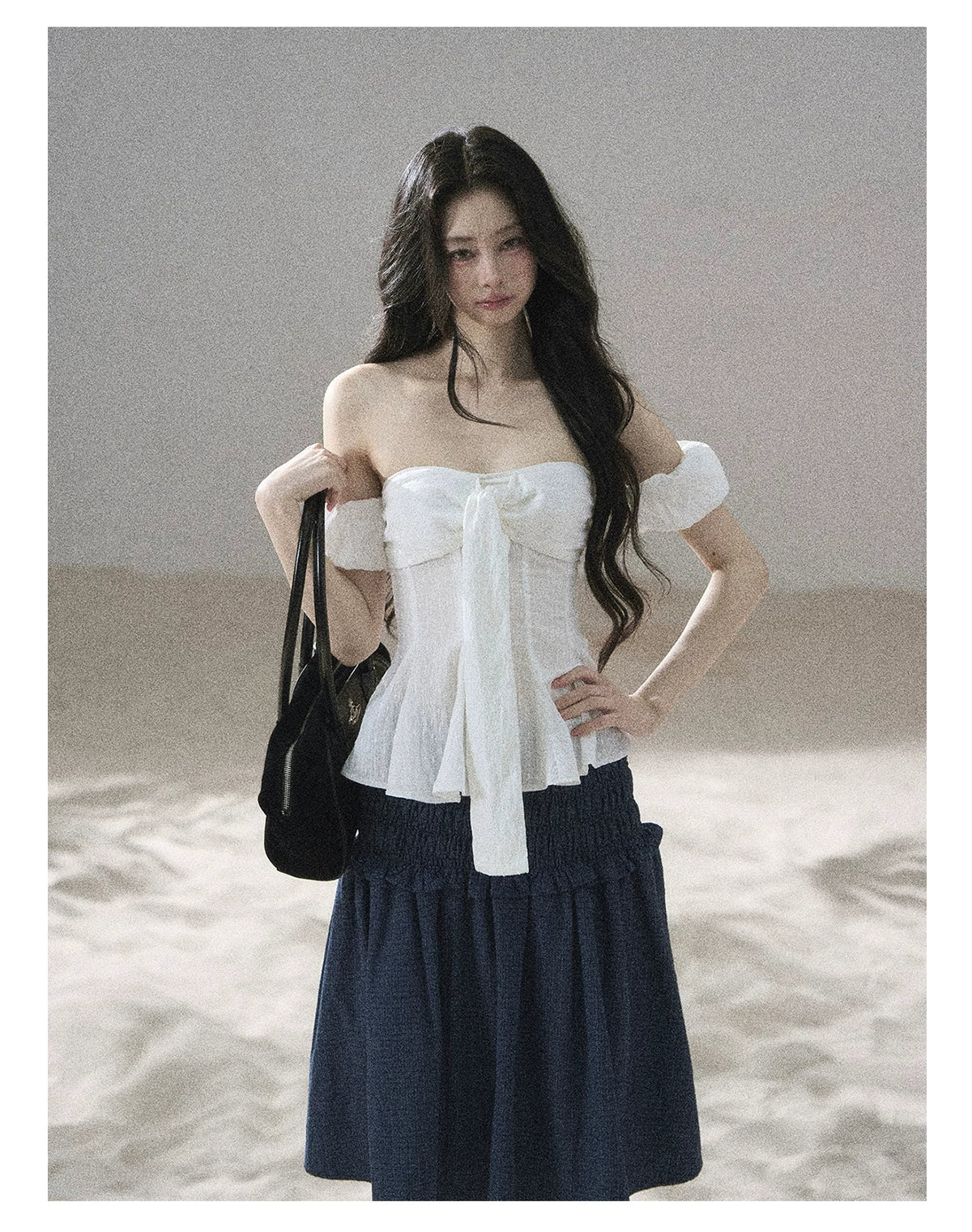 "Lazy Soliloquy" White Peplum Top & Wide-Leg Pants Set