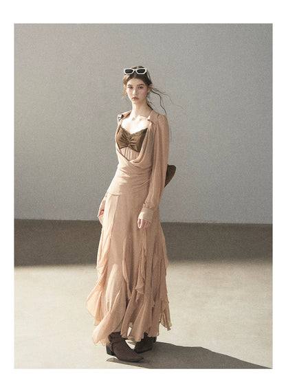 AOMALM - "The Next Fallen Leaf" Cinnamon Pink 2-Piece Set (Shirt / Cami Dress)