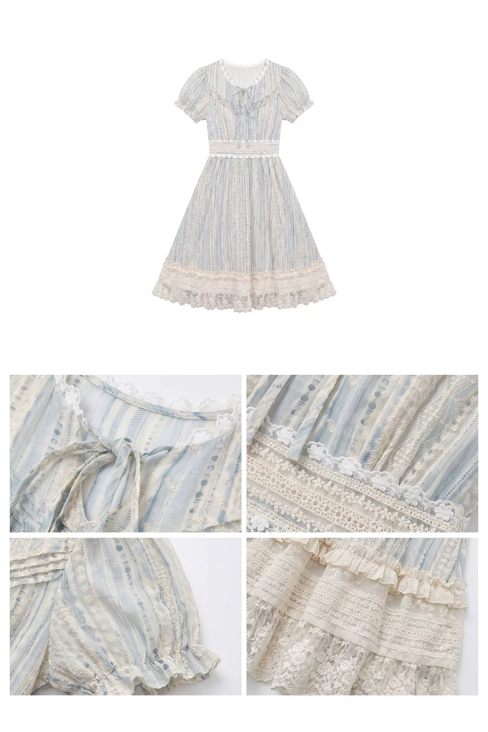 “Forest Dream Weave” Blue Lace Embroidered Maxi Dress