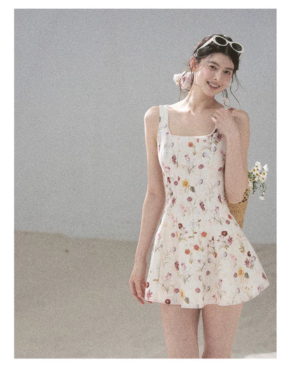"Chamomile Summer" Dutch Cheese Floral Lace Pinafore Mini Dress 46345