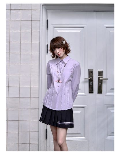 "Snow Lily Mist" Lavender Blouse & Skirt Set