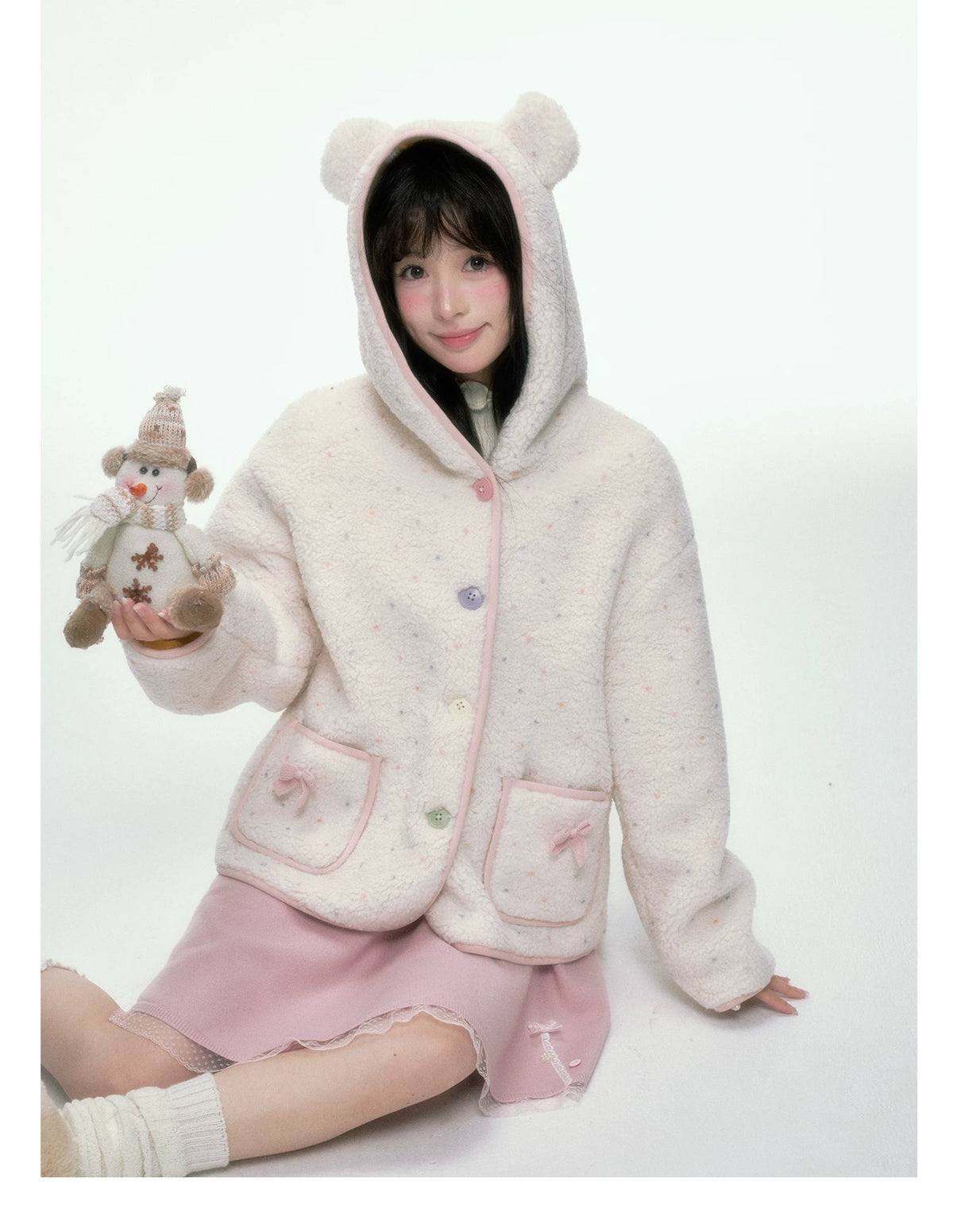 BIBIBENCY - Ivory Faux Shearling Cropped Jacket