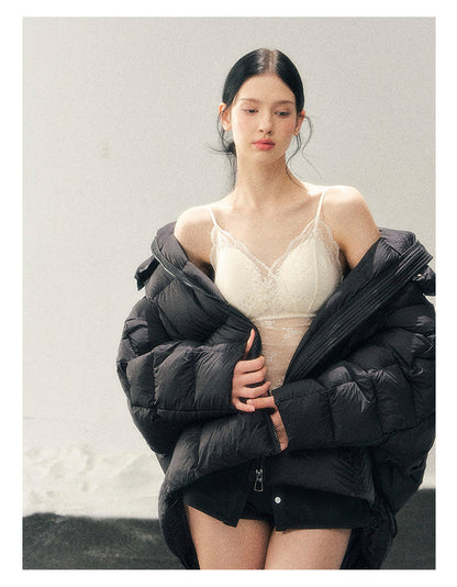 少也眼 "Thawing Snow Realm" Matte Nylon Down Puffer Jacket - Quiet Black