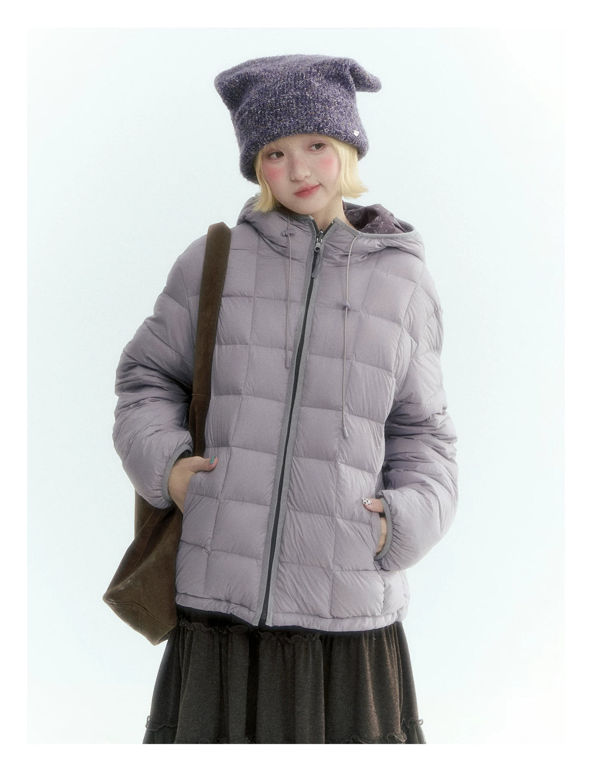 Horridale - Misty Purple Reversible Floral Hooded Down Jacket