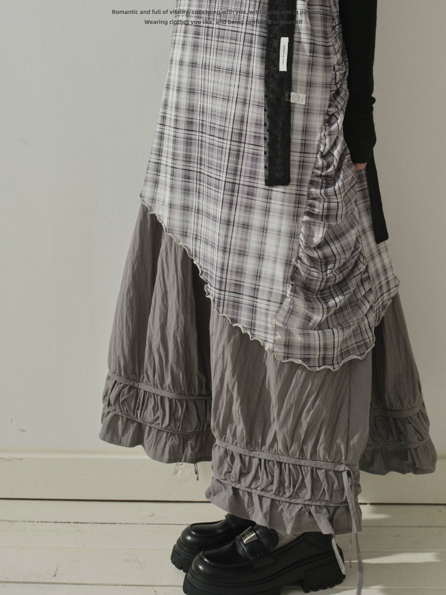 "Quiet Form" Mist Gray A-Line Maxi Skirt