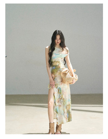 "Daisies & Poppies" Misty Meadow Off-Shoulder Lace Maxi Dress