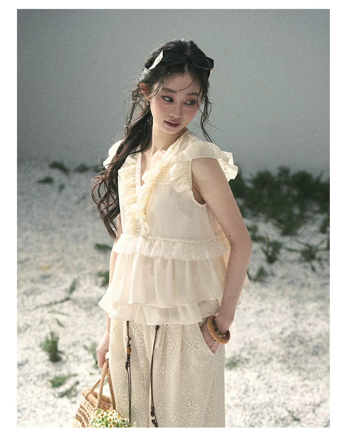 “Sunlight on My Heart” Ivory Lace Babydoll Blouse