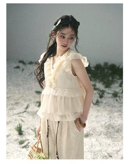 “Sunlight on My Heart” Ivory Lace Babydoll Blouse