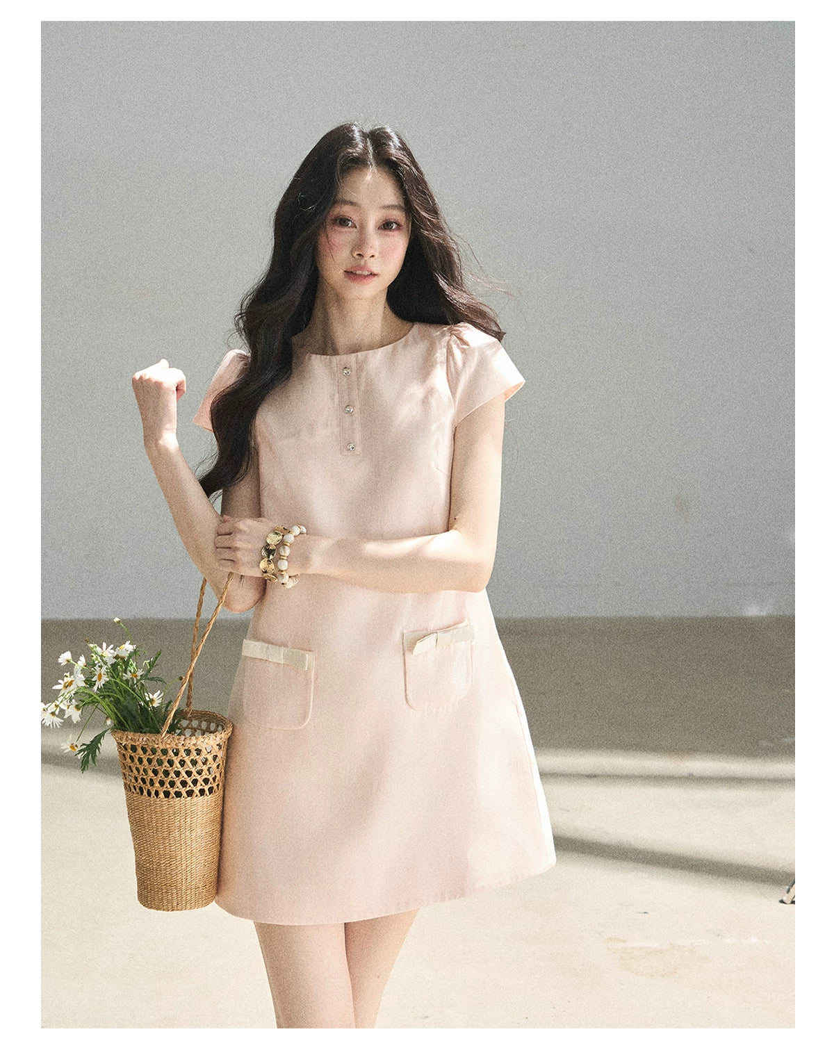 "Blush Haze" Cinnamon Pink Lace Babydoll Mini Dress
