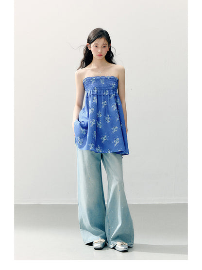 ANNATTO - Azure Bloom Blue Cardigan & Floral Midi Skirt Set