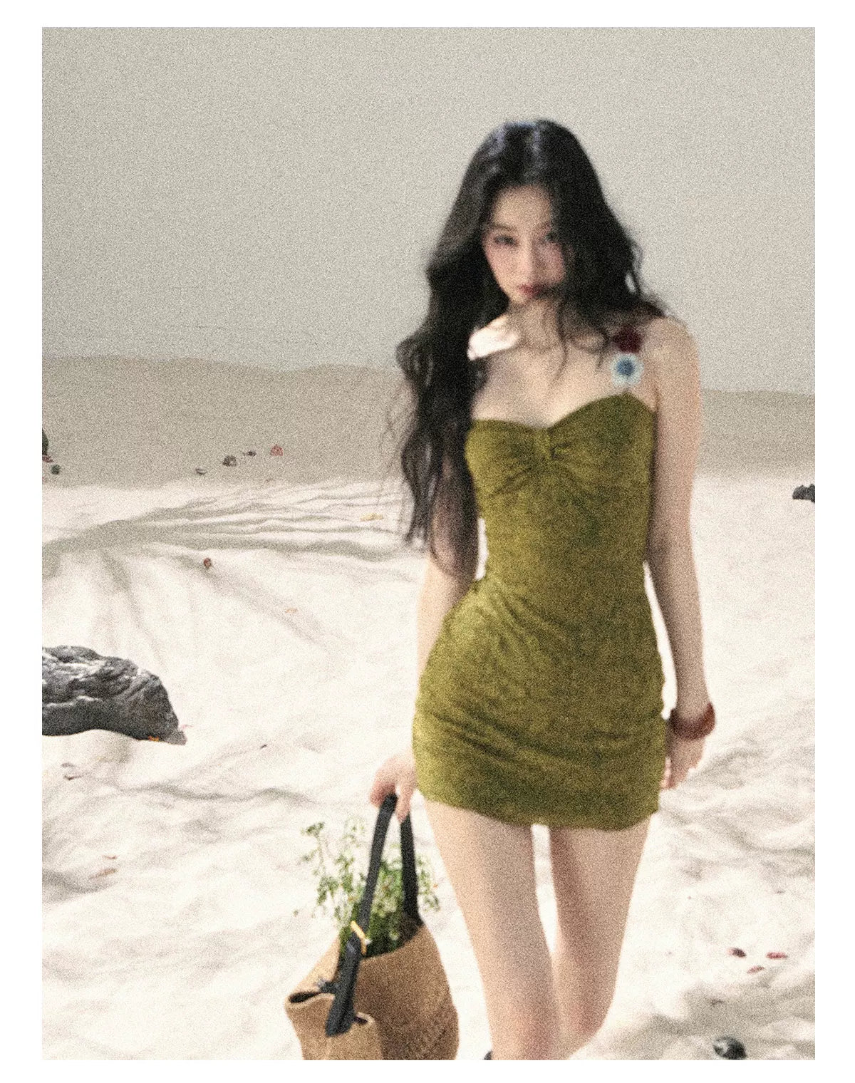 "Entwined Vines" Olive Mist Bodycon Dress & Cardigan Set 543648532