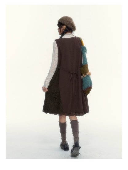 “Everyday Mist” Jacquard Lace Layering Top ( Ivory / Fog Gray )