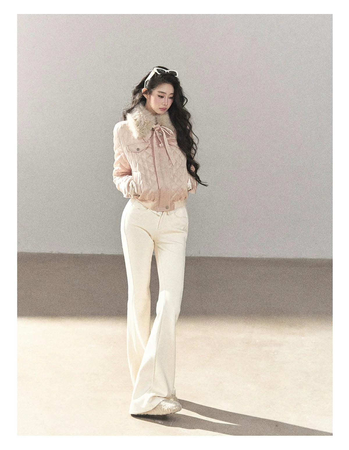 AOMALM - Cinnamon Pink 90% White Duck Down Cropped Puffer Jacket
