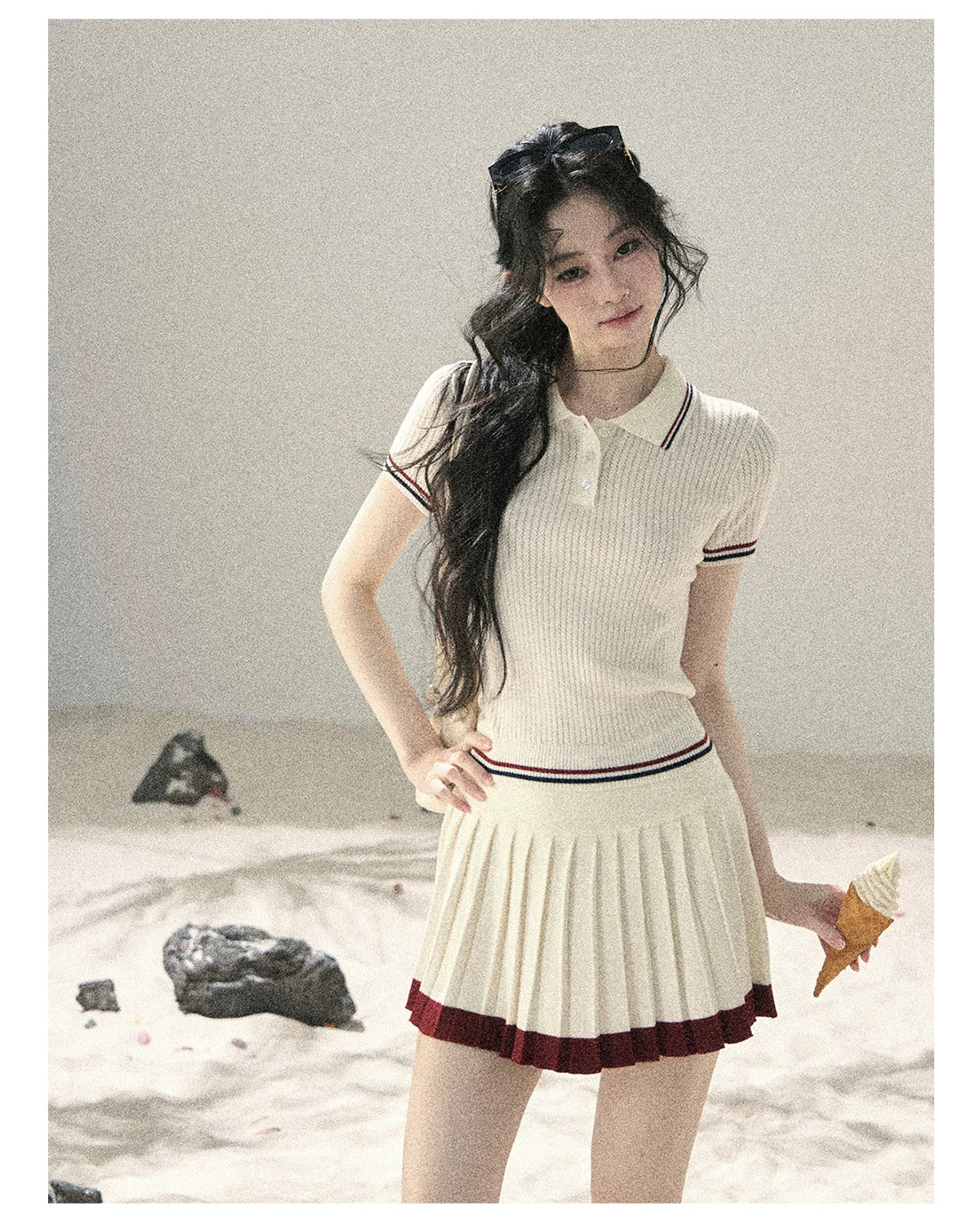 "The Softest Touch" Dutch Cream Collegiate Knit Top & Mini Skirt Set