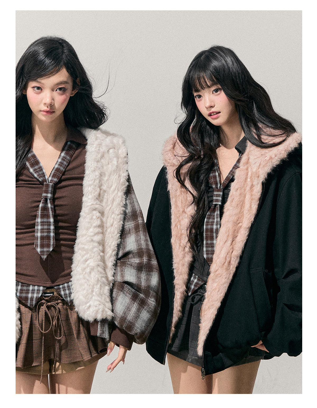 少也眼 “Pride & Prejudice” Reversible Oversize Jacket – Black & Blue Plaid