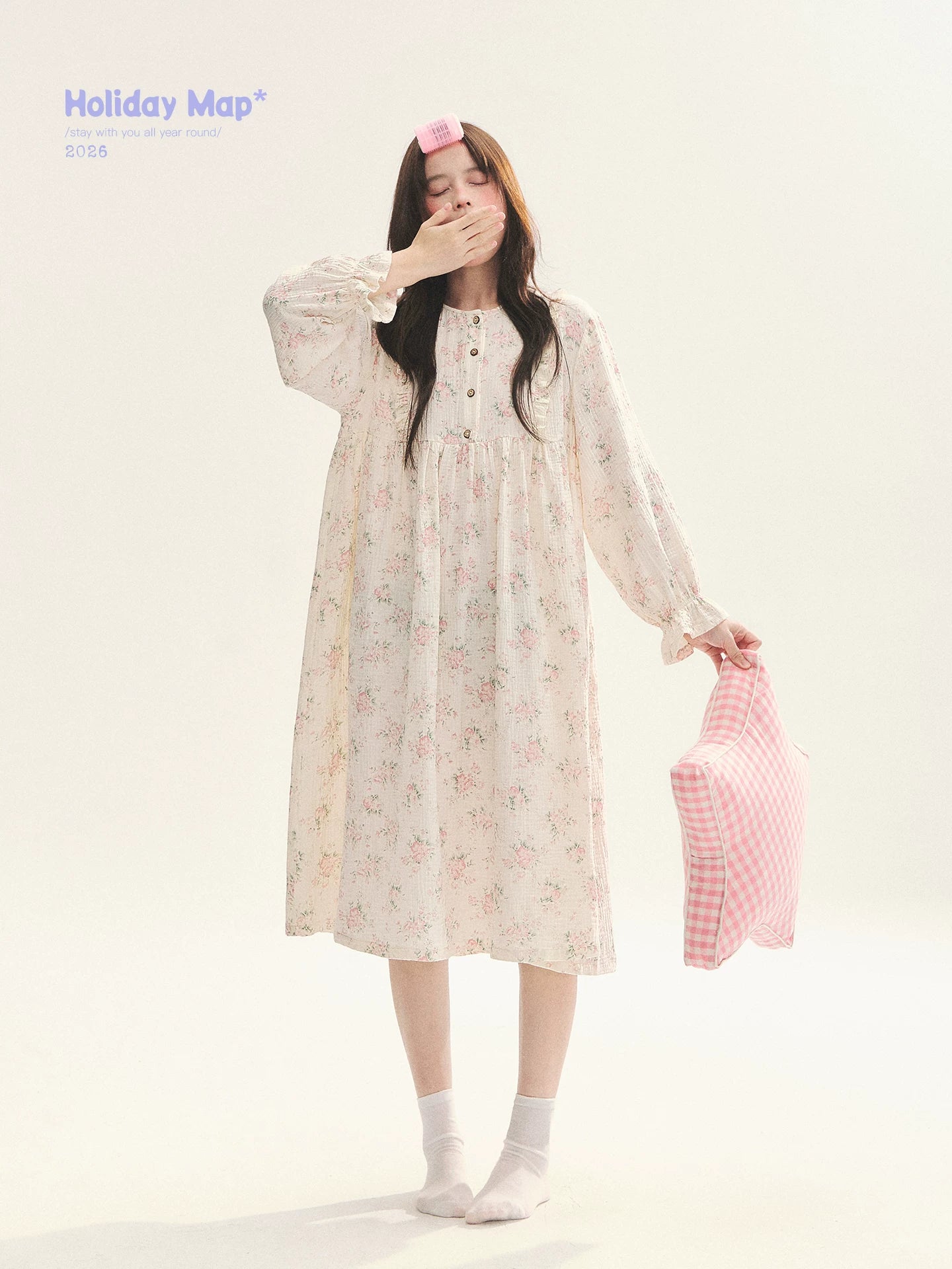 "Floral Journal" Cream Floral Pajama Collection (Free Eye Mask)