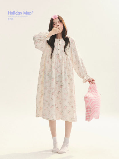 "Floral Journal" Cream Floral Pajama Collection (Free Eye Mask)