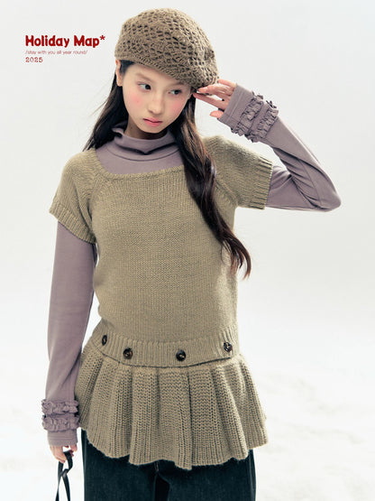 "Vintage Sonata" Khaki 3-Way Convertible Knit Top Set