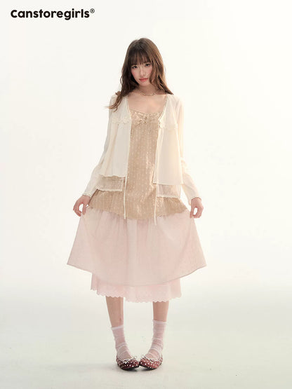 Lace Trim A-Line Elastic Waist Midi Skirt WW2026098