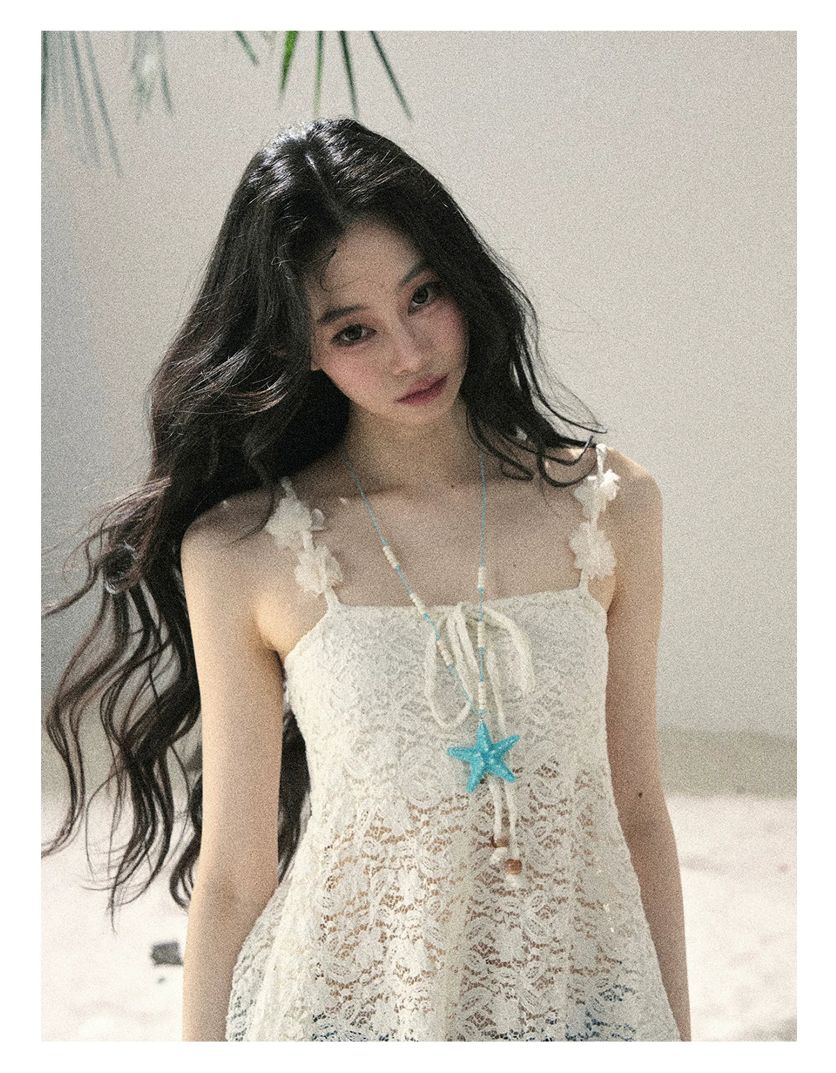 "Morning Mist" Frost White Lace Sheer Cami Top 65123