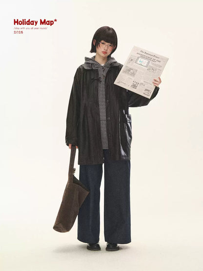 "Seoul Diary" Gray & Pink Stripe Hooded Knit Mini Dress
