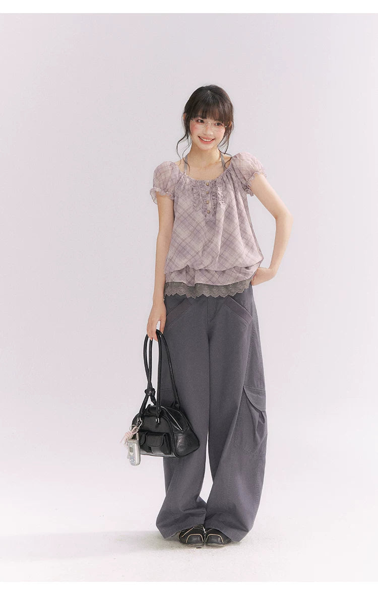 “Pear Shape Genius” Dusty Mauve Washed Cotton Cargo Pants