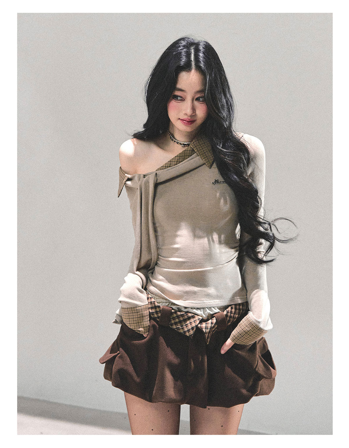 少也眼 “Footprints in the Snow” Winter Bubble Skirt - Brown 68451351