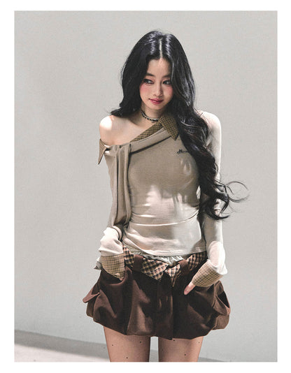 少也眼 “Footprints in the Snow” Winter Bubble Skirt - Brown 68451351