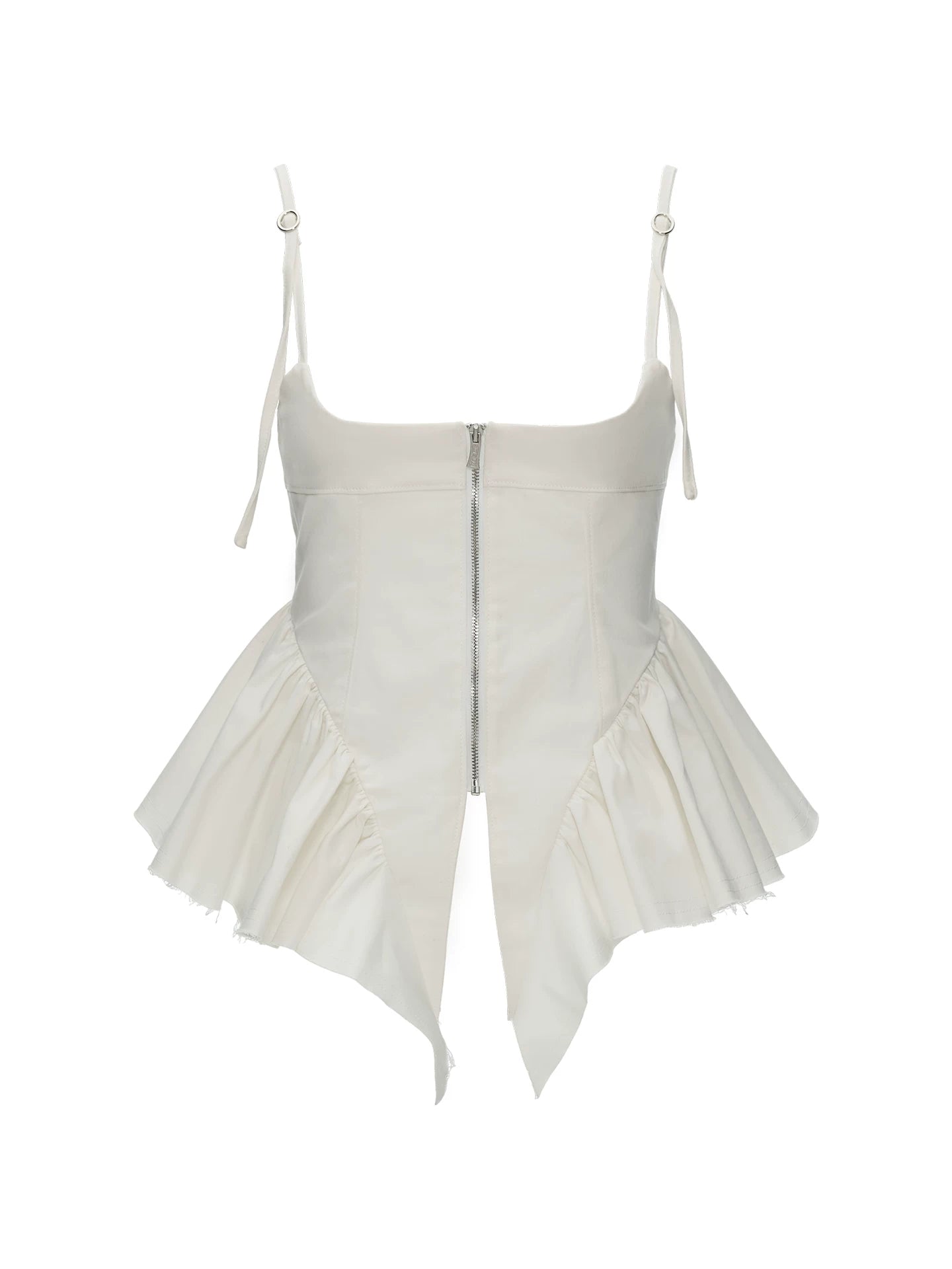 MAMC - White Distressed Fishbone Corset Tank Top