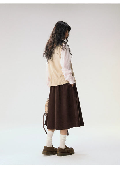 [CAN] "Bear Waltz" Brown Bow Jacquard Knit Vest
