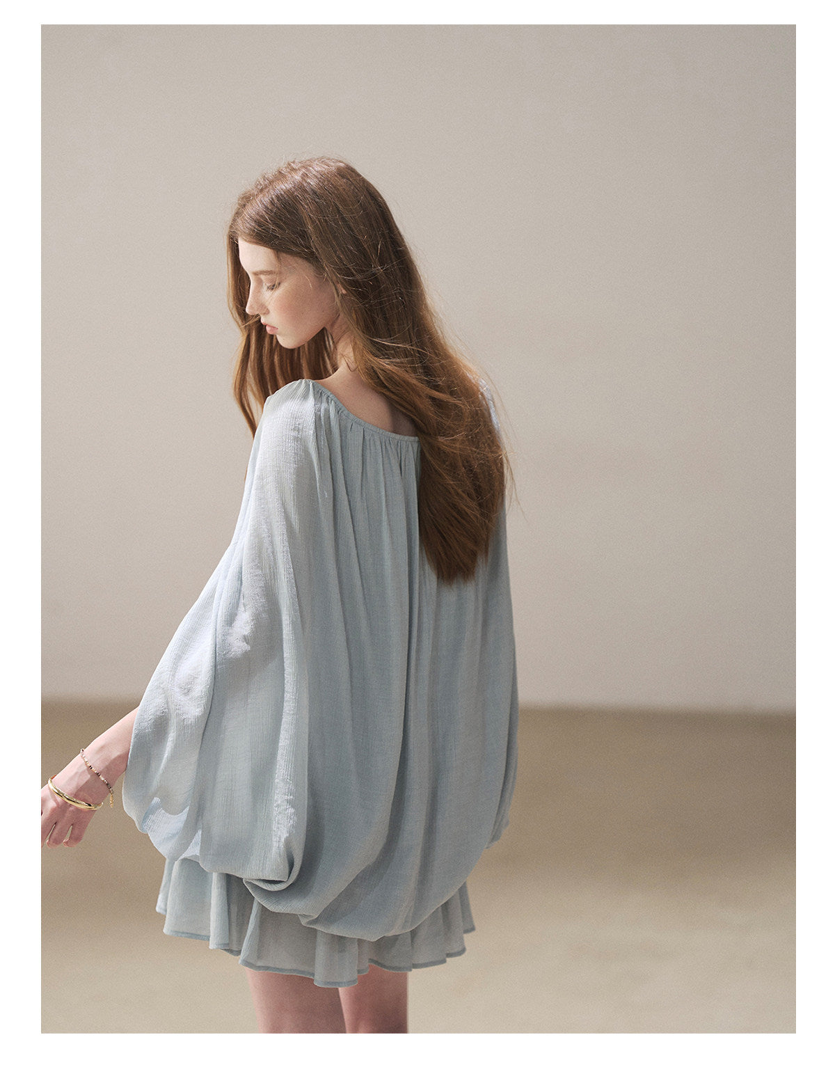 170726 "Falling Into Jacaranda Dreams" Misty Blue Lace Bubble Mini Dress with Shorts
