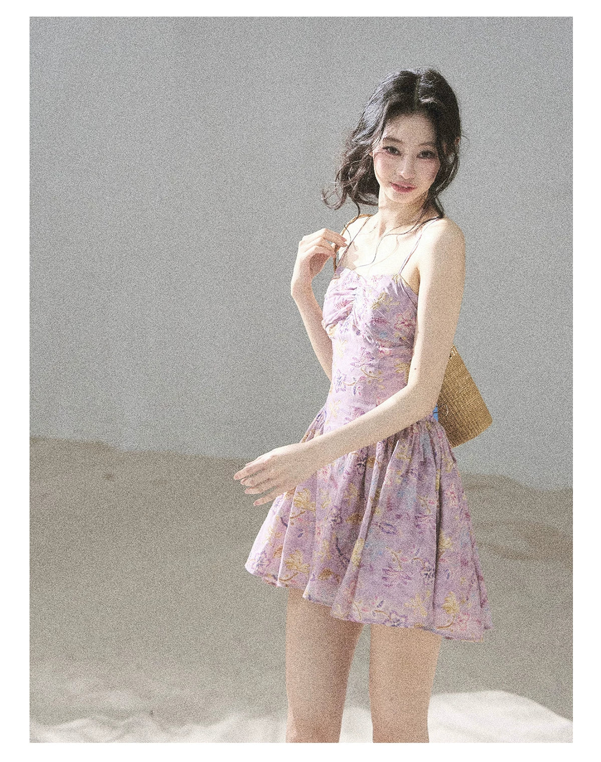 "Iris Bloom" Purple Iris Cami Mini Dress