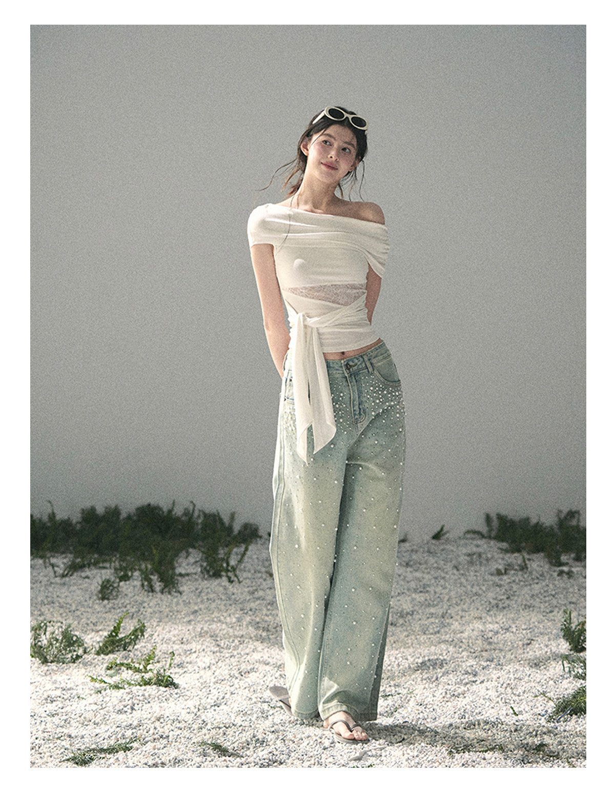 “Cicada Summer” Pure White Lace Cutout Top