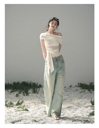“Cicada Summer” Pure White Lace Cutout Top