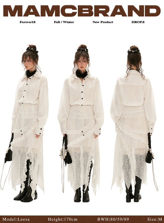 MAMC - Irregular White Rose Lace Dress