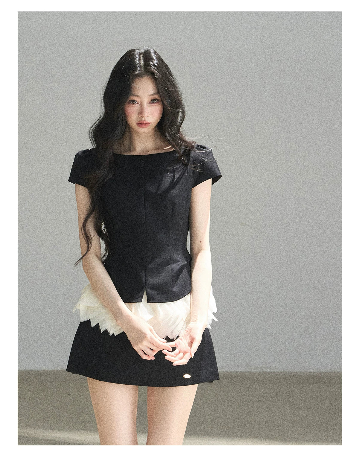 "Her Black & White Poem" Elegant Contrast Two-Piece Set