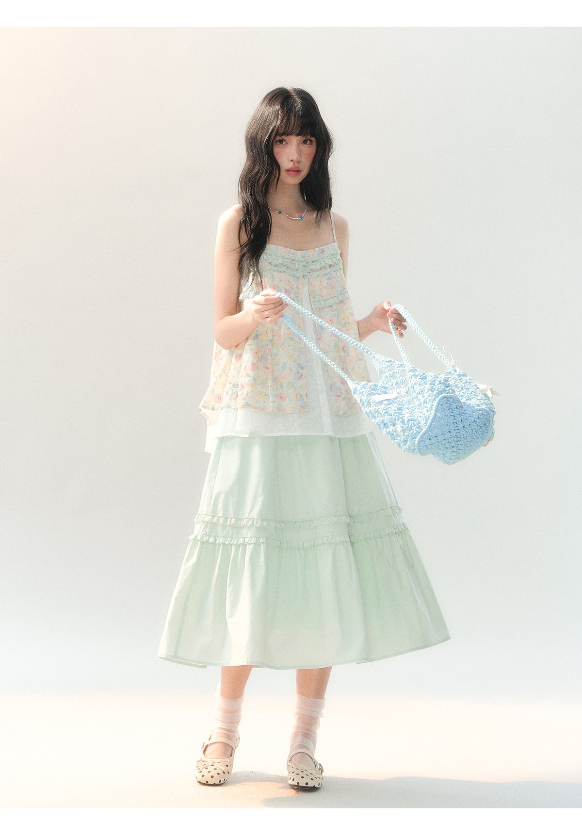 [CAN] "Spring Garden" Floral Lace Cami Skirt Set