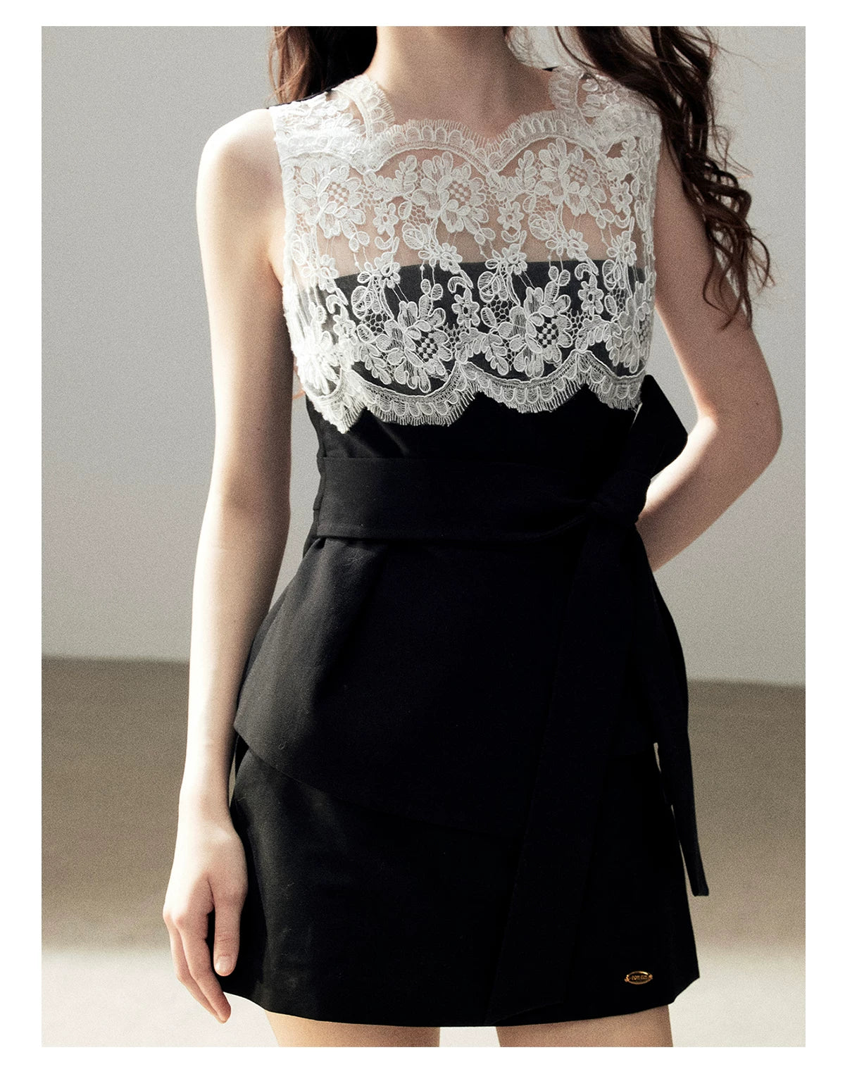 "The Quiet Strength" Black Iris Lace Sleeveless Crop Top