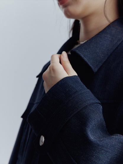 FUSSED Rebel Heiress Deconstructed Wool Jacket – Midnight Blue FOF-25AW192a