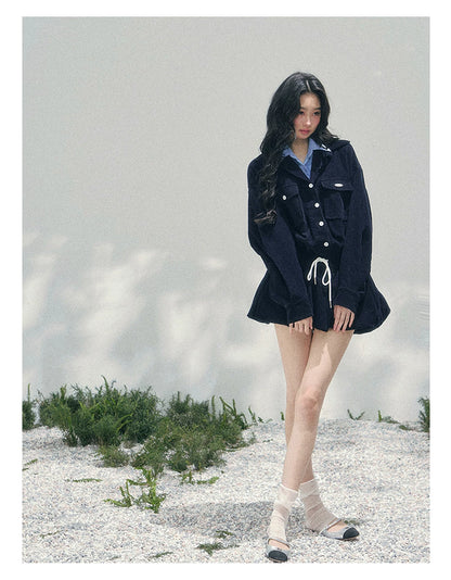 “Brewer Academy” Corduroy Bubble Hem Mini Dress