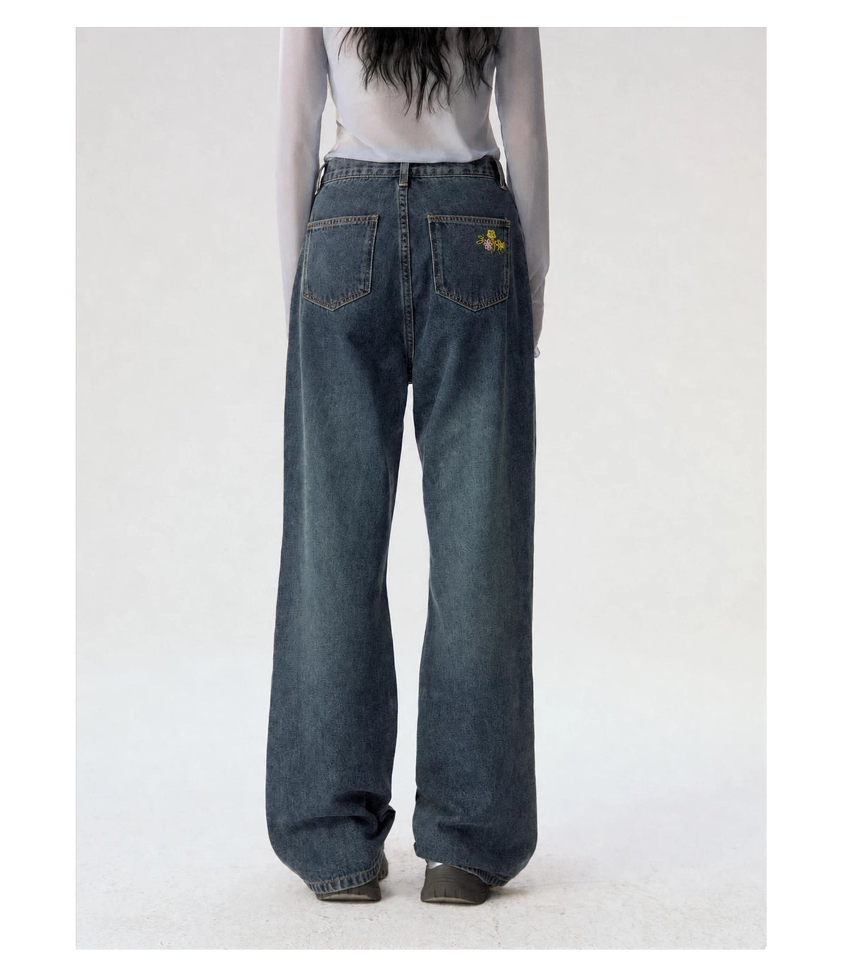 [CAN] "Wildflower Echoes" Vintage Indigo Denim Set (Jacket / Flared Pants / Midi Skirt)
