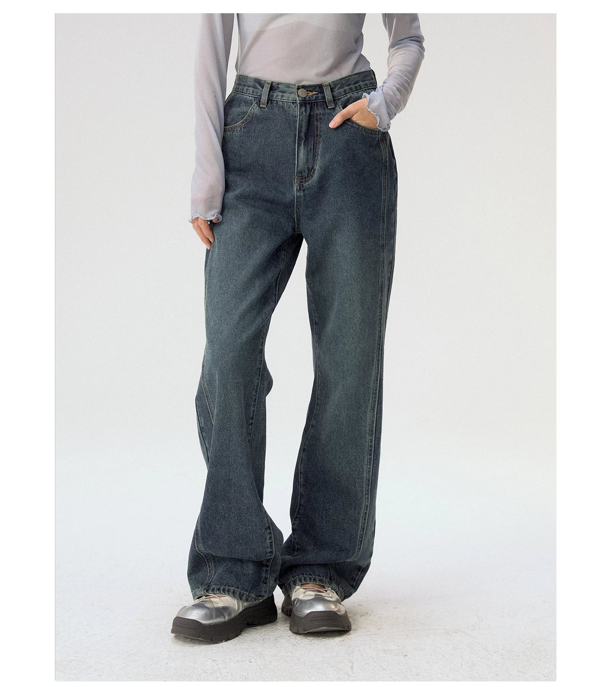 [CAN] "Wildflower Echoes" Vintage Indigo Denim Set (Jacket / Flared Pants / Midi Skirt)
