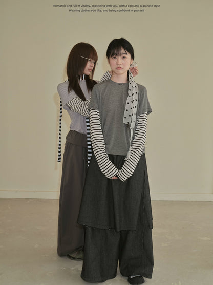 "Archive Fade" Dark Indigo Layered Wide Leg Jeans