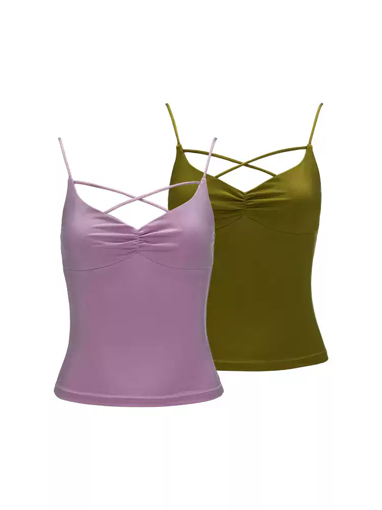 MAMC - Criss-Cross Front Strap Cami (Green / Purple)