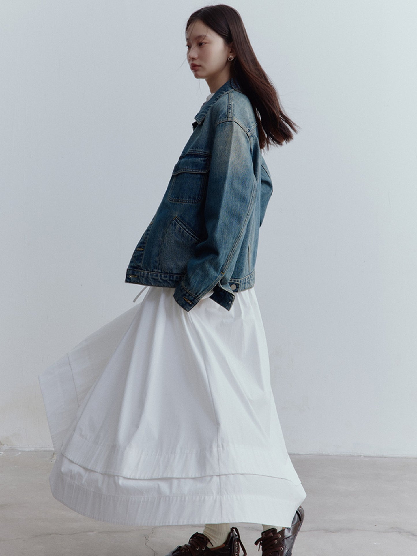 FUSSED Vintage Blue Oversized Washed Denim Jacket FOF-25SS165