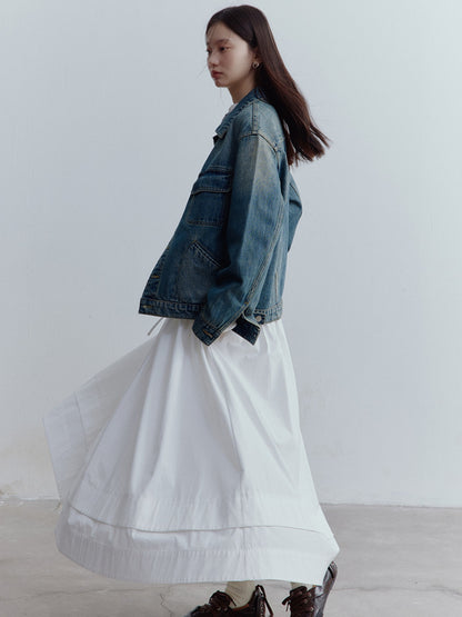 FUSSED Vintage Blue Oversized Washed Denim Jacket FOF-25SS165