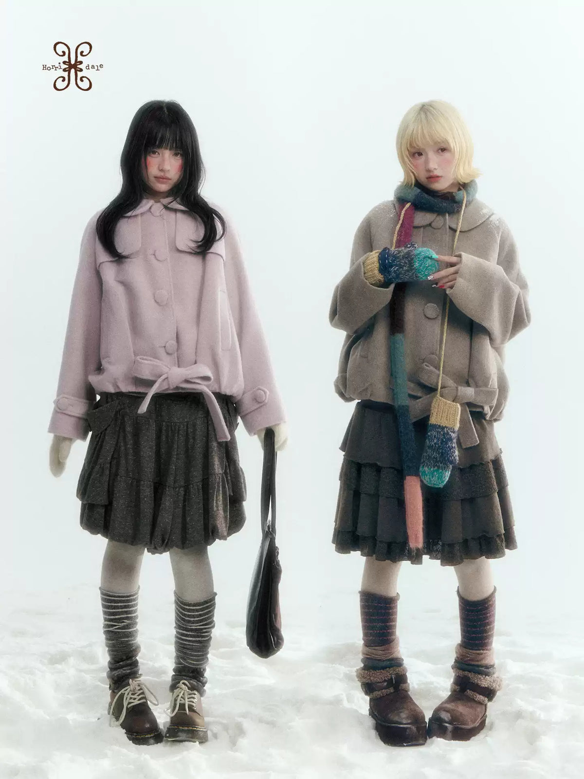 Short Cocoon Wool-Blend Coat (Taro Purple / Oatmeal Gray)