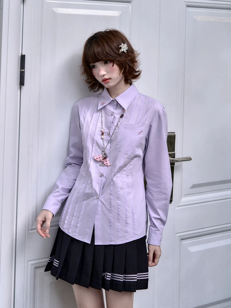 "Snow Lily Mist" Lavender Blouse & Skirt Set