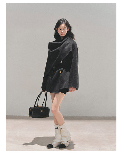 少也眼 “Winter Balcé Whisper” Wool Blend Overcoat - Black 7886436