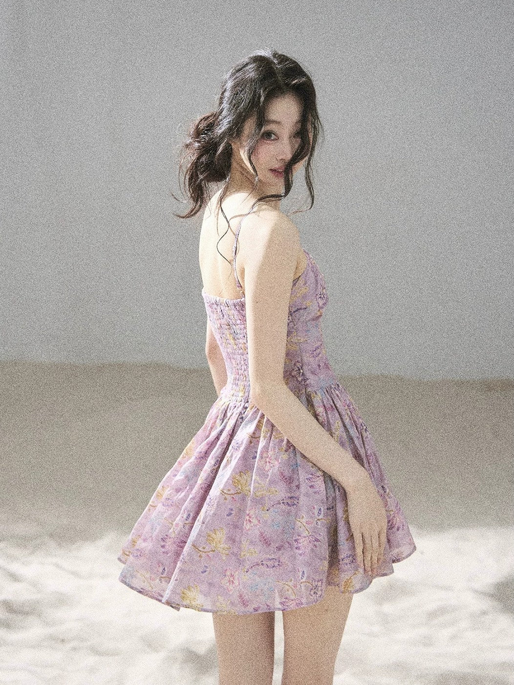 "Iris Bloom" Purple Iris Cami Mini Dress